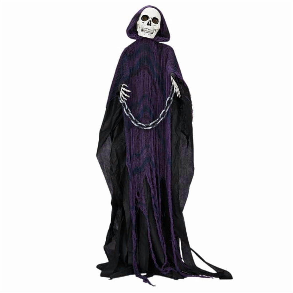 Haunt & Co 6ft Life-Size Halloween Animatronic Grim Reaper - Sound-Activated, 1-Minute Assembly