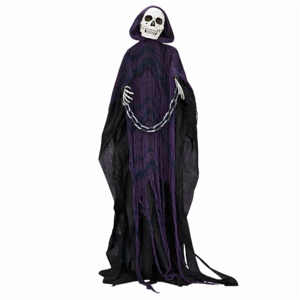 Haunt & Co 6ft Life-Size Halloween Animatronic Grim Reaper - Sound-Activated, 1-Minute Assembly