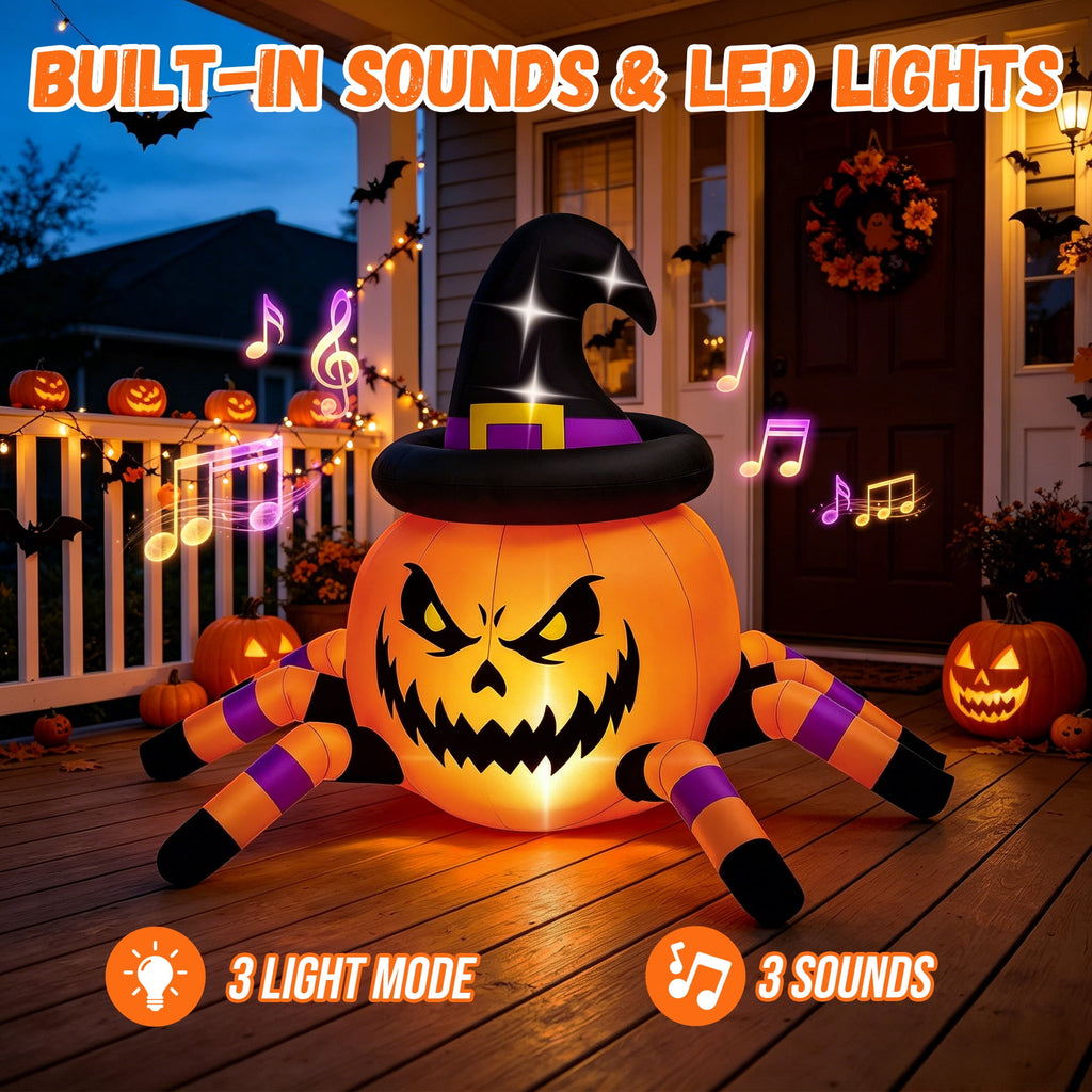 Haunt & Co (2 pack) 2.6ft Remote Control Halloween Inflatable with Music Lights,Pumpkin Spider Car Blow ups Rc Car,Indoor Outdoor Decorations