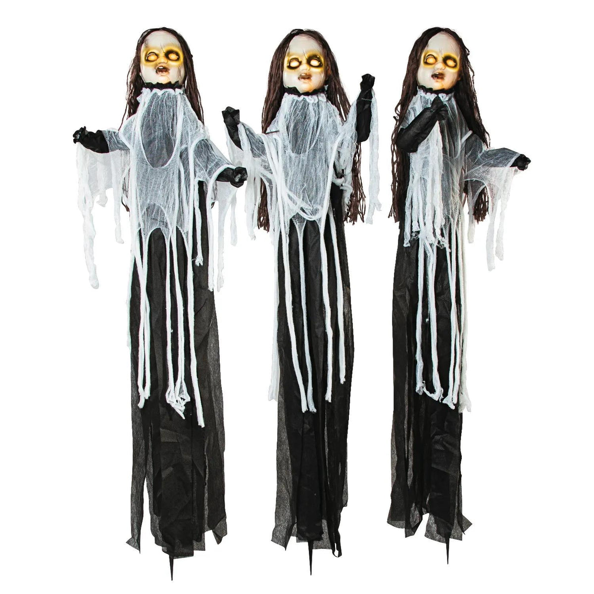 Haunt & Co Light-Up Spooky Doll Yard Stake , Halloween, Home Decor, Yard Art, 3 Pieces