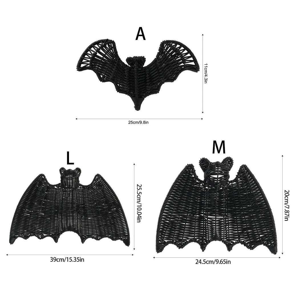 Haunt & Co Halloween Gift Wicker Bat Hanging Ornament, Spooky Woven Black Bat Wall Decor for Home Mantel Door Party Decoration