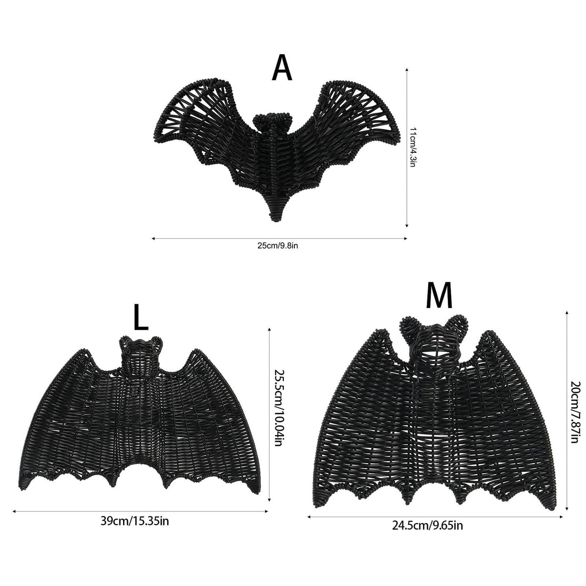 Haunt & Co Halloween Gift Wicker Bat Hanging Ornament, Spooky Woven Black Bat Wall Decor for Home Mantel Door Party Decoration