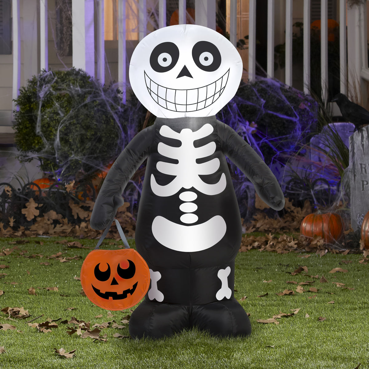 Haunt & Co Airblown Inflatable Skeleton Boy, 3.5 ft Tall, Multicolored