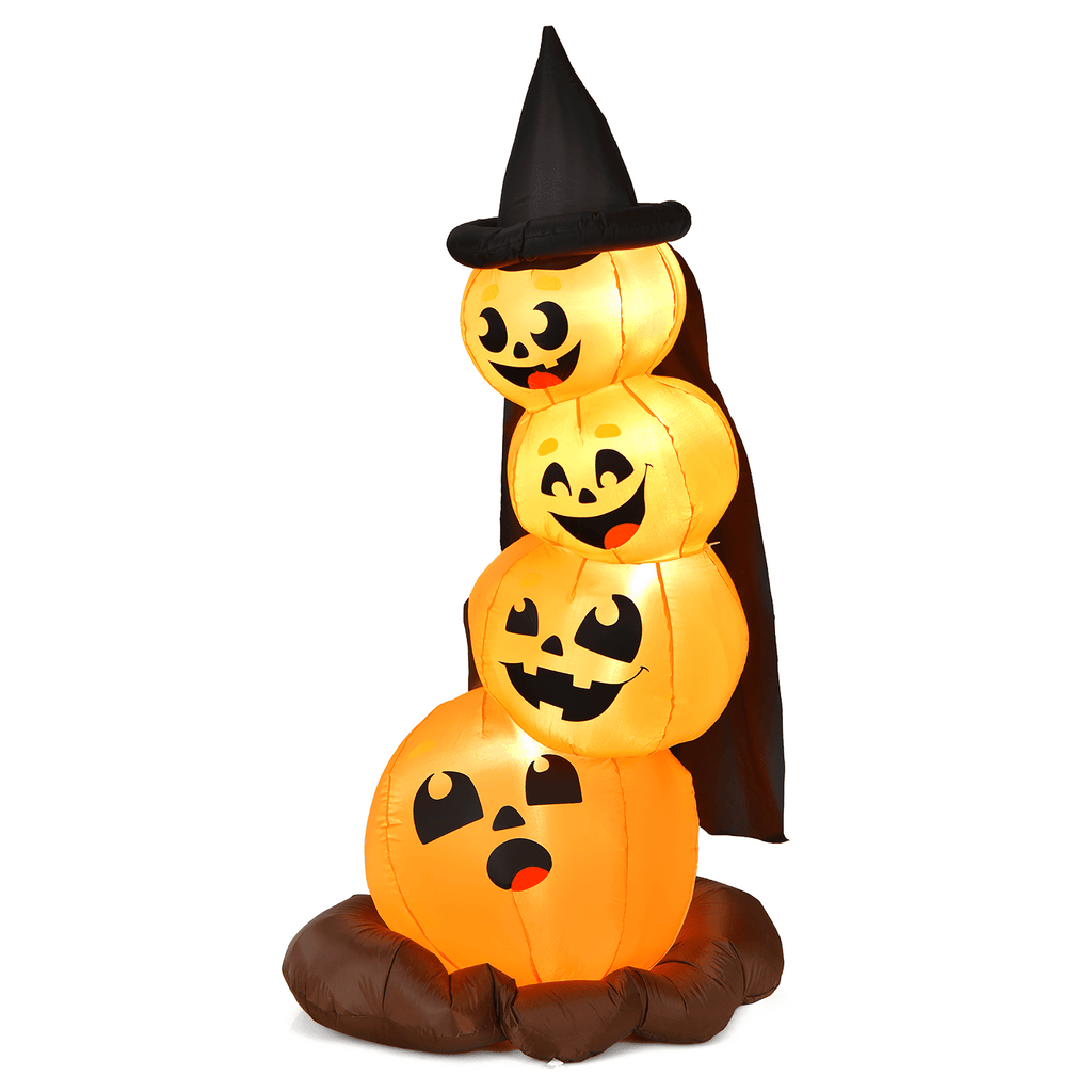 Haunt & Co Costway 6.8FT Halloween Inflatable Pumpkin Combo Blow up Pumpkins w/ Witch - s Hat