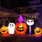 Haunt & Co 8ft Halloween Inflatable Pumpkin & Black Cat Ghost with LED Lights - Outdoor Yard & Garden Decoration