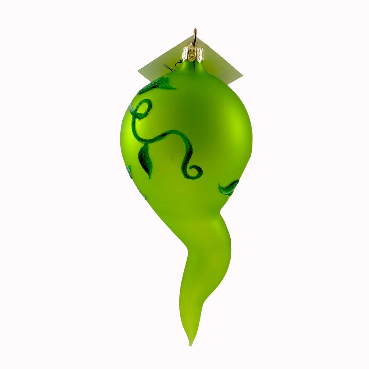 Haunt & Co Laved Italian Ornaments PUMPKIN GHOST WITH LEAVES Glass Halloween Carved