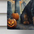 Haunt & Co Halloween Airedale Terrier Dog House Flag 28x40IN Double-Sided Polyester Decorative Sleeve Pole Flag