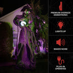 Haunt & Co Towering Witch Halloween Animatronic with Glowing Eyes & Magic Ball, 9.8-Ft