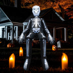 Haunt & Co Halloween Inflatables Outdoor Decorations, 10.5FT Sitting Skeleton Halloween Outdoor Inflatables Decorations Skeleton Blow Up Built in Lights Air Pump