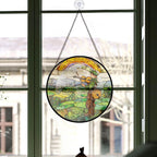 Haunt & Co Minimalist Christmas Gift - Harp Shamrocks Halloween Christmas Stained Glass Hanging Ornament - Holly & Pine Holiday Tree Decoration, Gift for Friends, Family, Mom & Dad