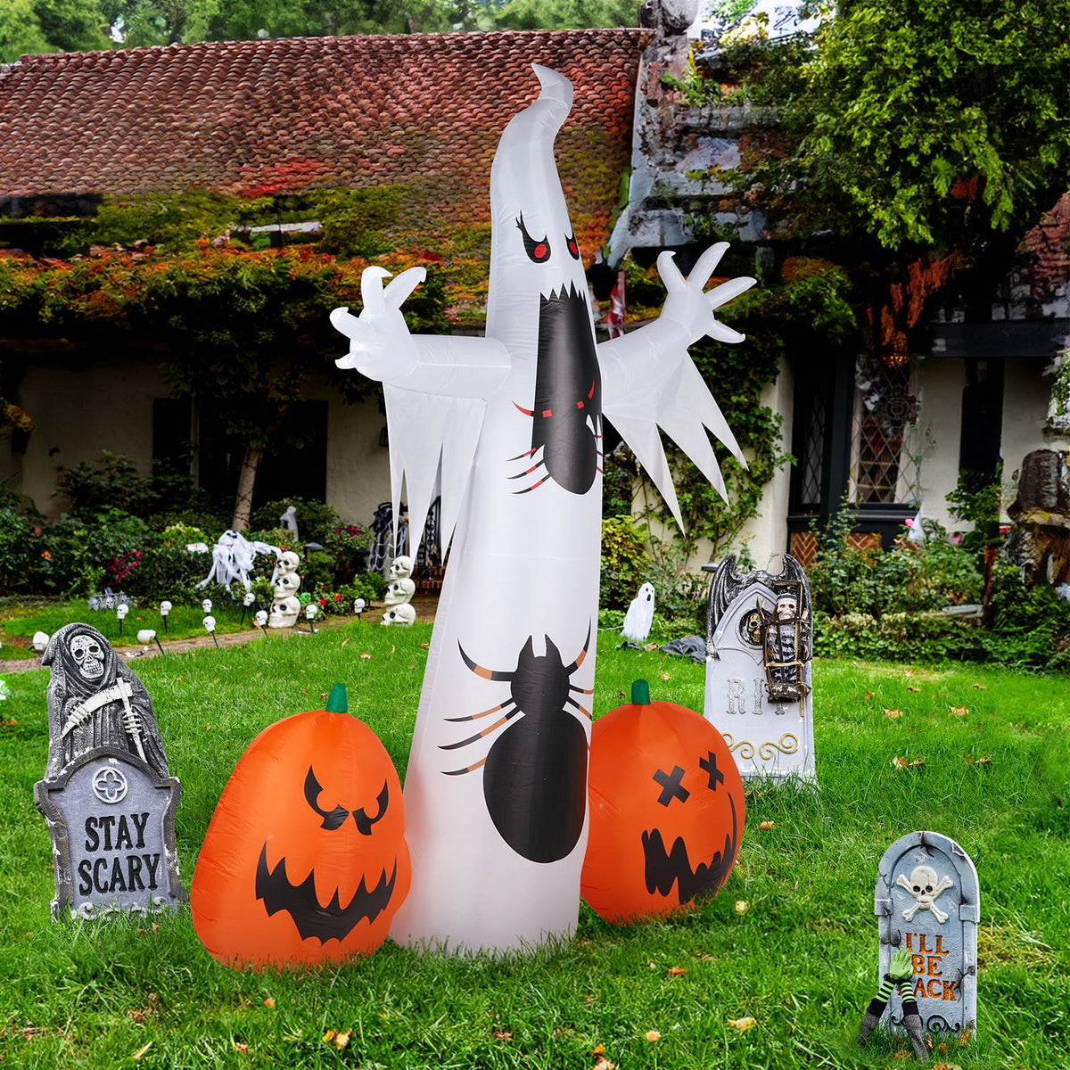 Haunt & Co 12 FT Halloween Inflatables Ghost Pumpkin Outdoor