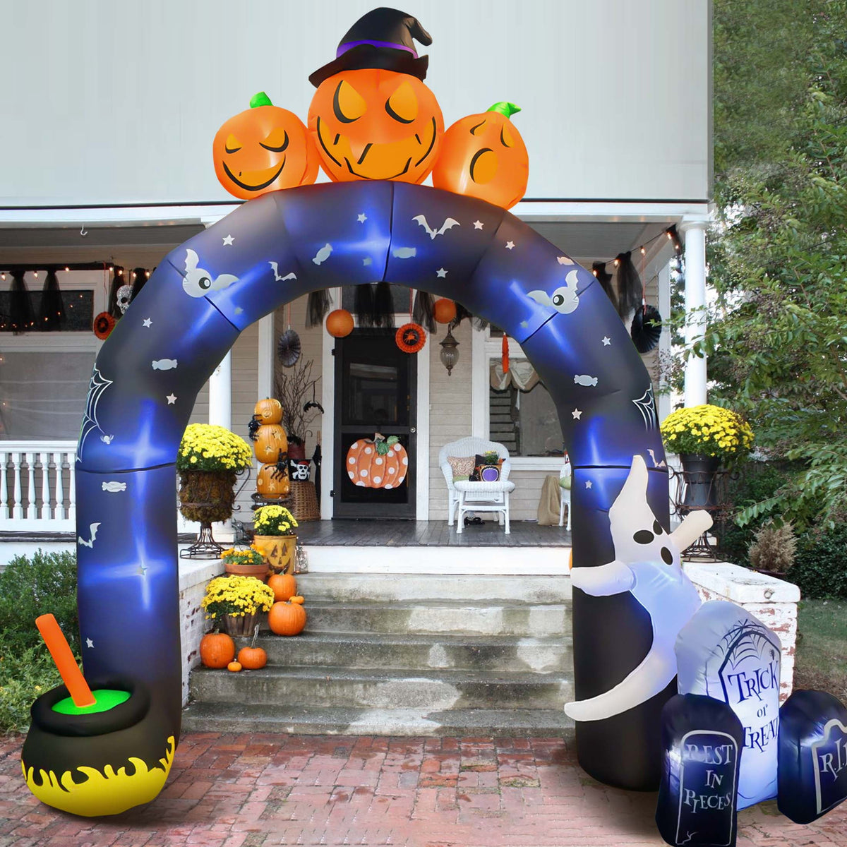 Haunt & Co 10 FT Halloween Inflatables Archway Outdoor Decorations, Scary Halloween Arch Blow Up Yard Decorations for Front Yard Lawn Garden Decor