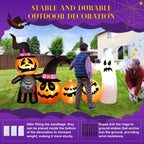 Haunt & Co Vrilay Halloween Inflatables, 7 FT Long 4 Pumpkins with Cute White Ghost Outdoor Decorations, Built-in LEDs, Blow Up Party, Waterproof Yard, Garden, Lawn Decor