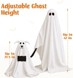 Haunt & Co Clearance Outdoor 2 Pack Spooky Ghost Dog Light-Up Freestanding Swinging Ghost for Front Door Porch Yard Lawn Home Party