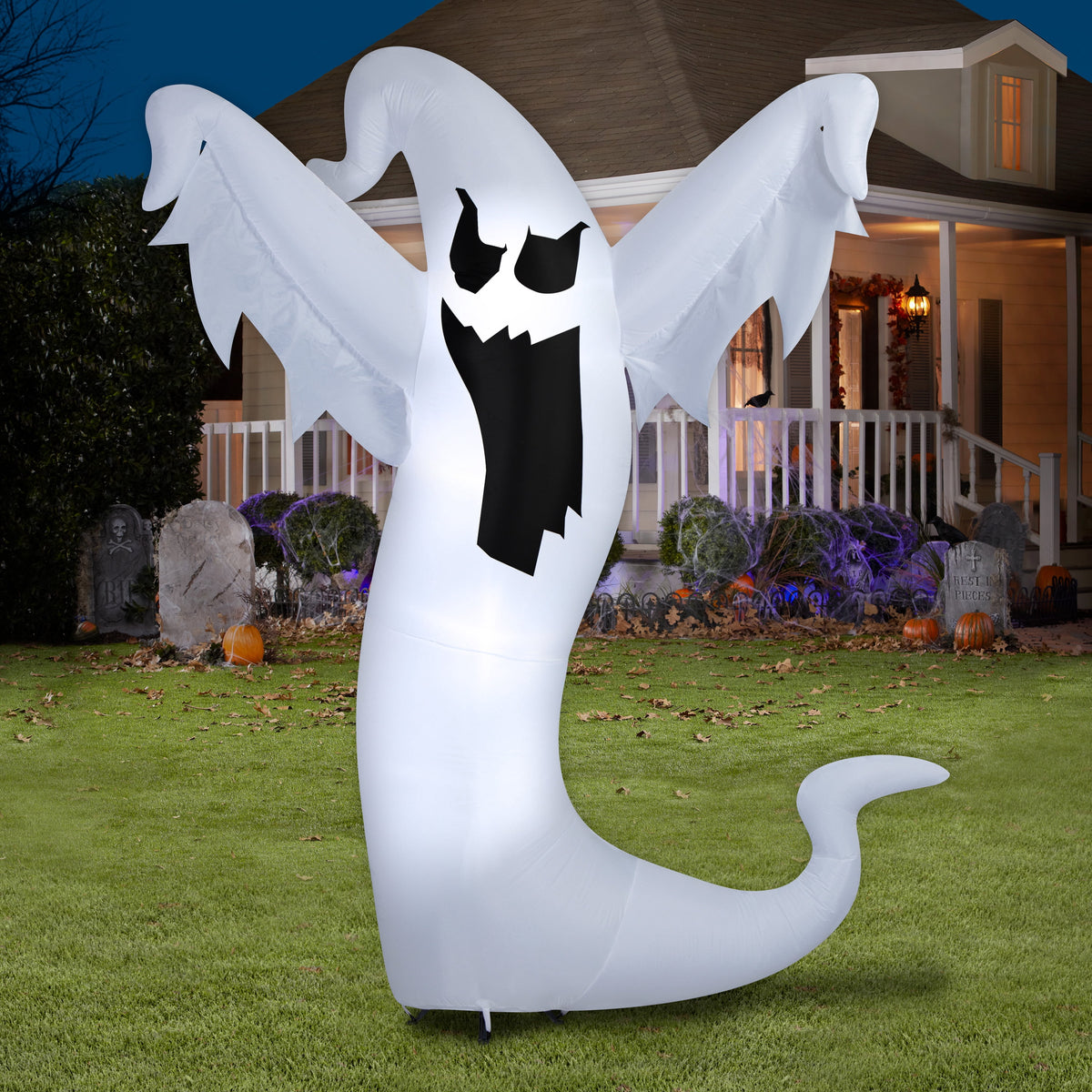 Haunt & Co Scary Ghost Airblown Yard Inflatable, Multicolor, 9.5', Halloween