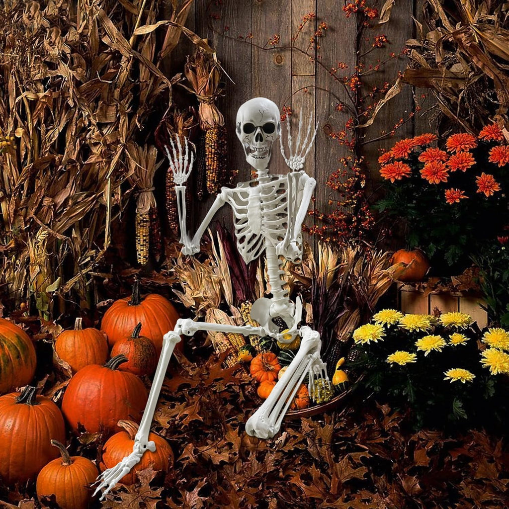 Haunt & Co 35" Halloween Skeleton Decoration - 3 ft Body with Posable Joints