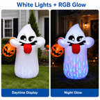 Haunt & Co 5FT Halloween Inflatable Ghost Holding Pumpkin Lantern, Light-Up Blow Up Outdoor Yard Decoration with RGB LED Lights