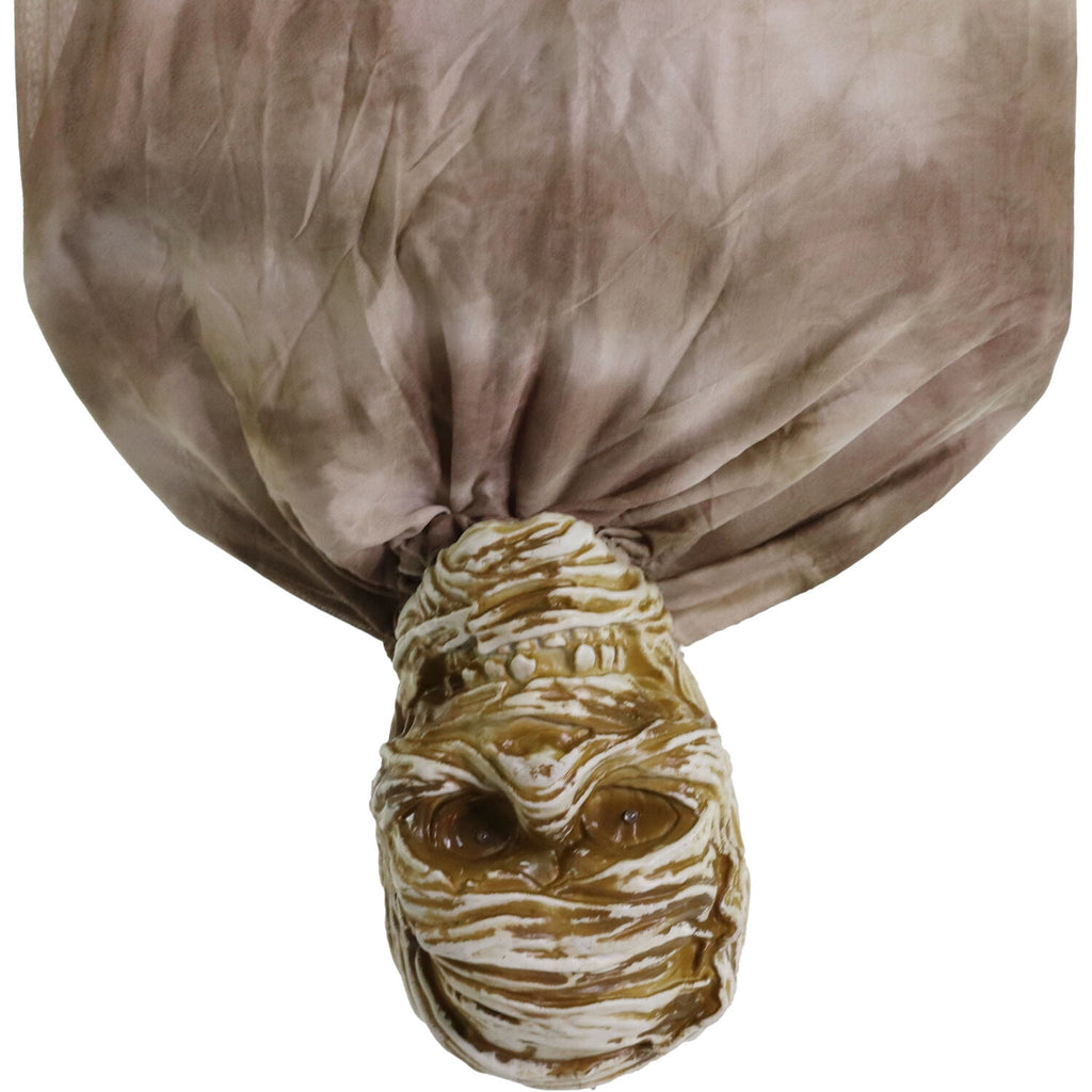 Haunt & Co 5 ft Animatronic Upside-Down Shaking Mummy with Sounds and Light-Up Eyes for Scary