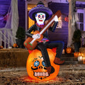 Haunt & Co 6FT Halloween Inflatable Outdoor Decoration, Day of the Dead Skull with Guitar