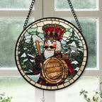 Haunt & Co Bedroom Christmas Gift - Christmas Wooden Nutcracker Halloween Stained Glass Hanging Ornament - Snow-Dusted Pines Christmas Tree Decor, Gift for Family & Friends, Keepsake 2025