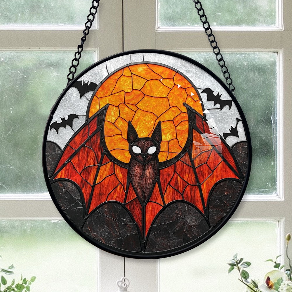 Haunt & Co Bedroom Christmas Gift - Halloween Bat Bird Spooky Holiday Stained Glass Hanging Ornament - Christmas Tree Decoration, Meaningful Gift for Family & Friends, Keepsake 2025