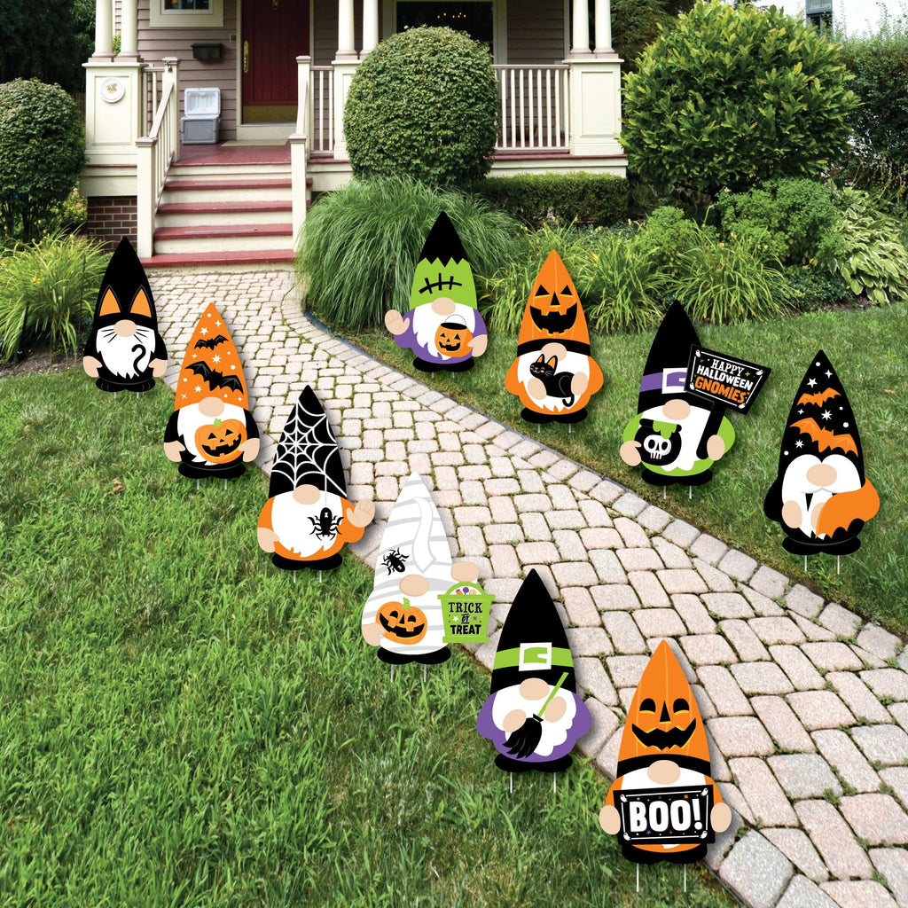 Haunt & Co Big Dot of Happiness Halloween Gnomes - Gnome Lawn Decorations - Outdoor Spooky Fall Party Yard Decorations - 10 Piece