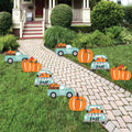 Haunt & Co Big Dot of Happiness Happy Fall Truck - Lawn Decorations - Outdoor Harvest Pumpkin Party Yard Decorations - 10 Piece