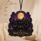 Haunt & Co Black Cat Coven Acrylic Halloween Hanging Ornament