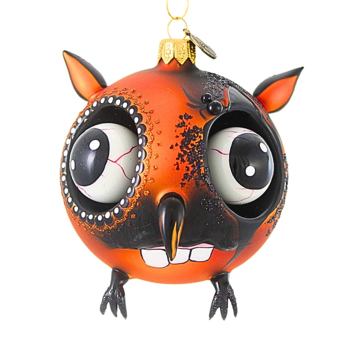 Haunt & Co Blu Bom Zombie Owl Glass Ornament Halloween Steampunk 2022118