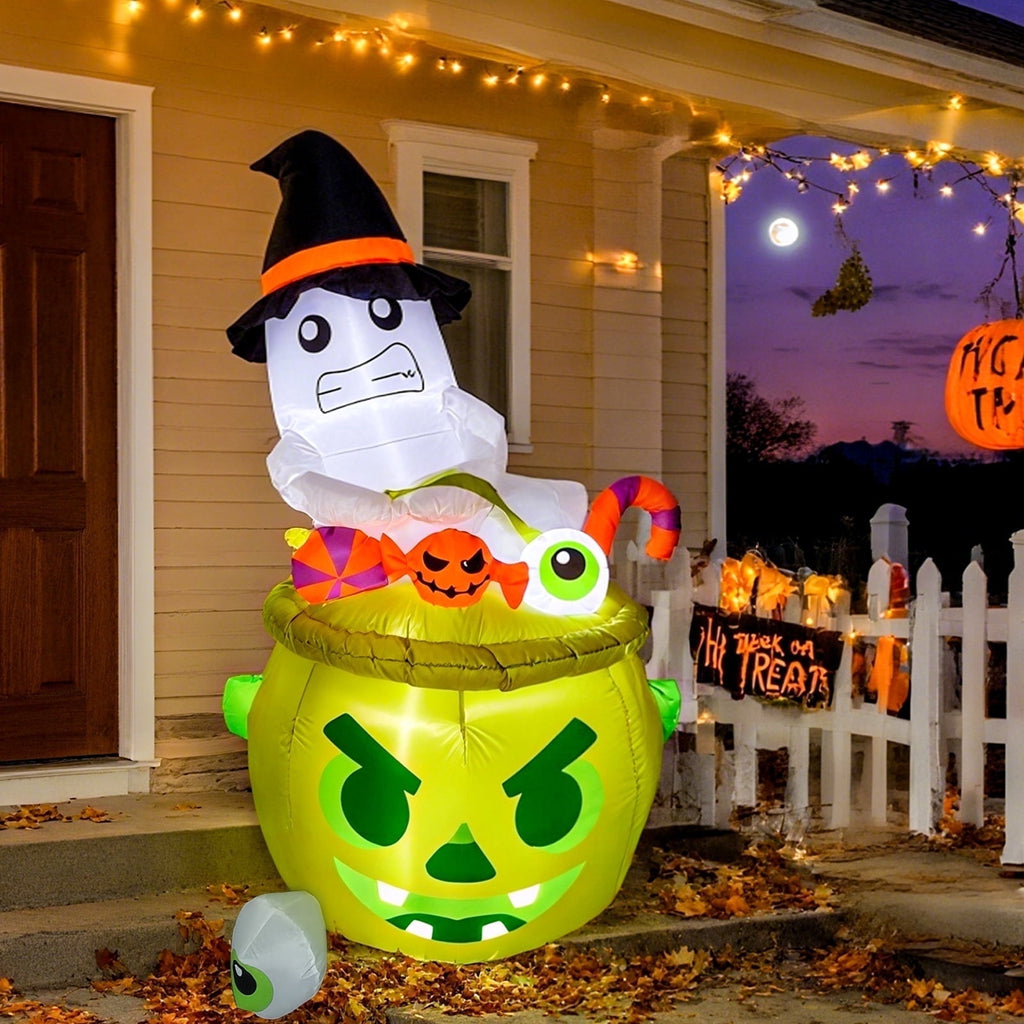 Haunt & Co Thanksgiving Inflatable Turkey 5FT Blow up Outdoor Thanksgiving Inflatables Decoration with LED Lights for Holiday Party Yard Garden
