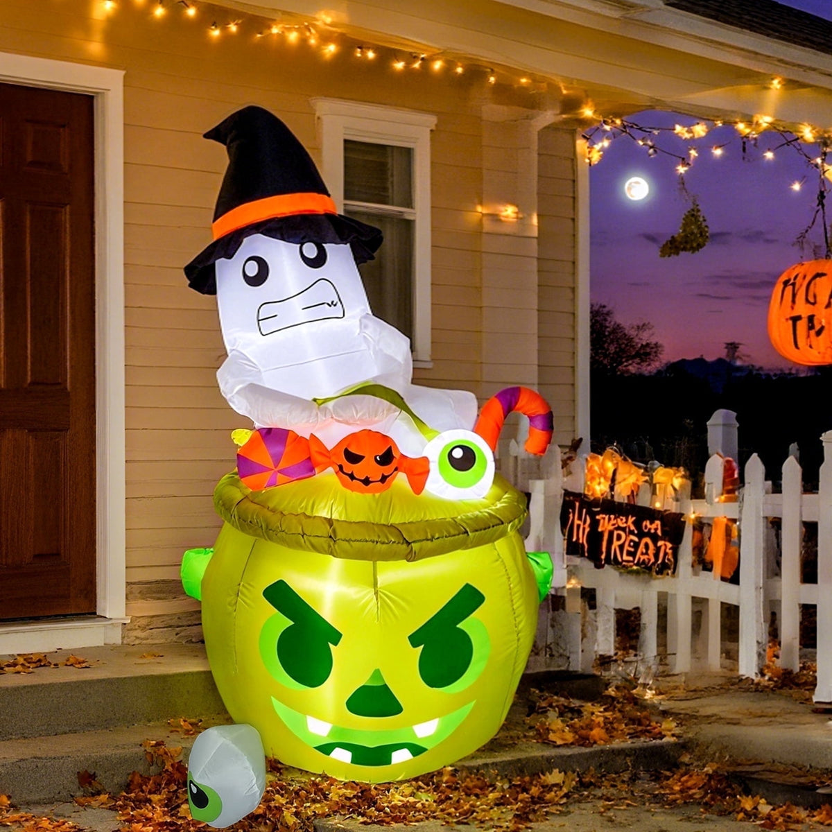 Haunt & Co Thanksgiving Inflatable Turkey 5FT Blow up Outdoor Thanksgiving Inflatables Decoration with LED Lights for Holiday Party Yard Garden