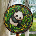 Haunt & Co Boho Panda Among Bamboo Stained Glass Suncatcher Stained Glass Window Hanging Home Decor Garden Halloween Christmas Wedding Housewarming Gifts, Stained Glass Ornament 2025