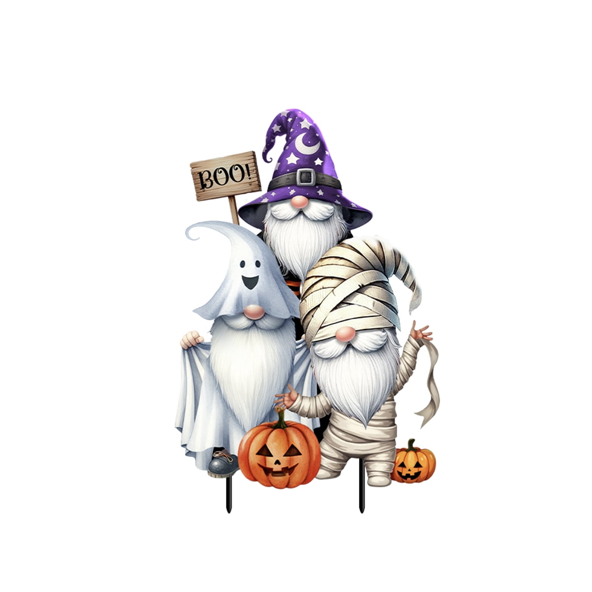 Haunt & Co Briarwood Lane Halloween Metal Art 26x13 Costumed Gnomes For Halloween Metal Art