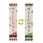 Haunt & Co Briarwood Lane Valentine's Double Sided Reversible Pine Porch Leaner 47x9.5 Holiday Pickup Trucks For Valentine's Porch Leaner