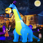 Haunt & Co COMIN Halloween Inflatables 10 FT Tall Dinosaurs Eating Pumpkin Blow Up Yard Decoration with Built-in LED