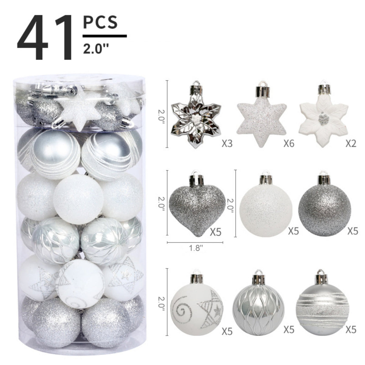 Haunt & Co Christmas Balls - Christmas Tree Decoration Ornaments Shatterproof Hanging Balls for Birthday Halloween Holiday Wedding Decorations Set of 41 pcs