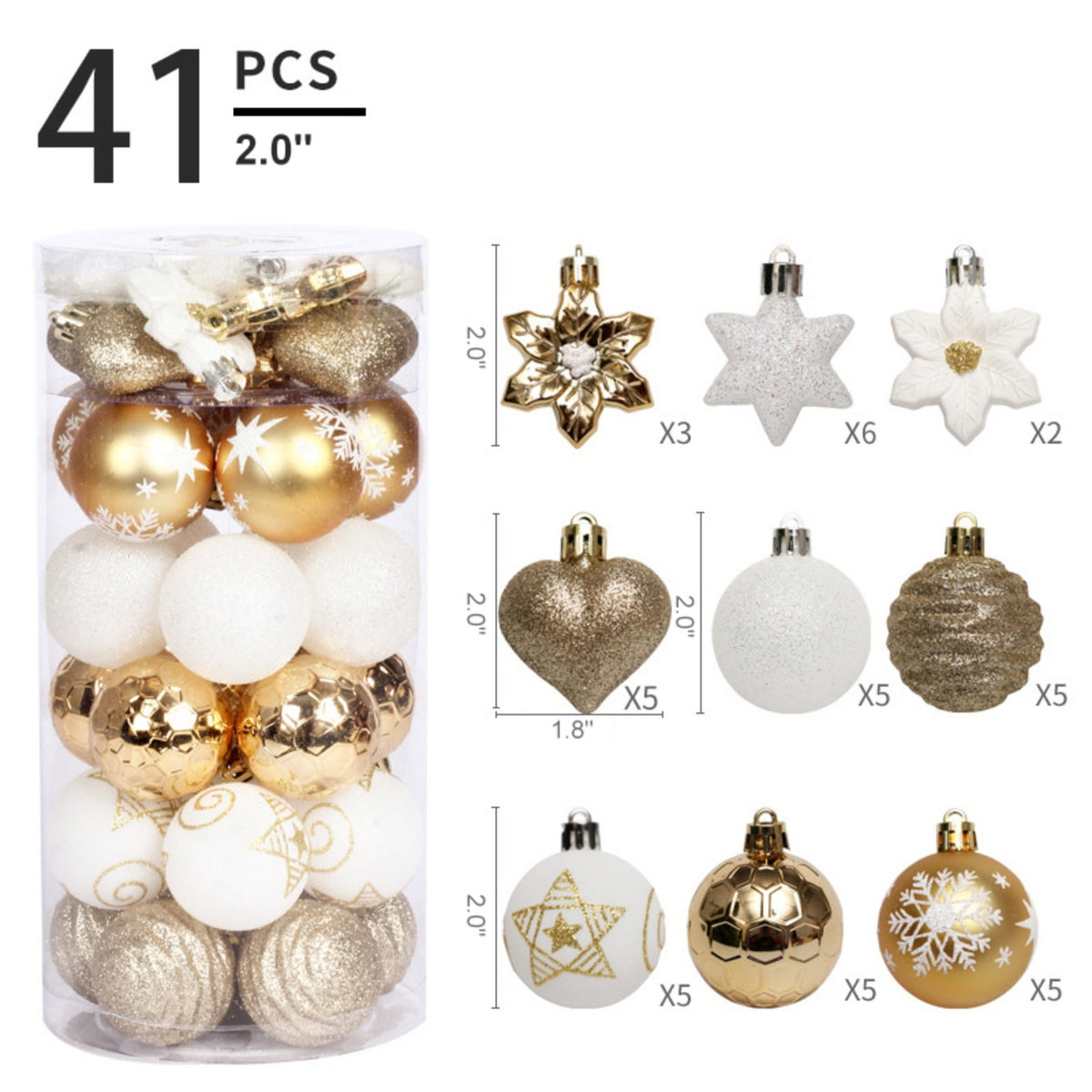Haunt & Co Christmas Balls - Christmas Tree Decoration Ornaments Shatterproof Hanging Balls for Birthday Halloween Holiday Wedding Decorations Set of 41 pcs
