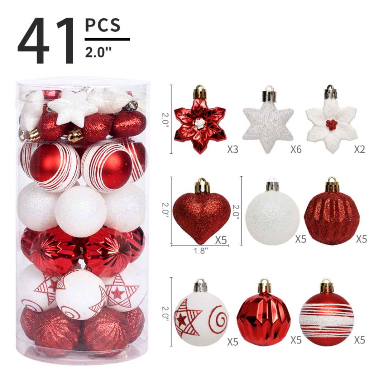 Haunt & Co Christmas Balls - Christmas Tree Decoration Ornaments Shatterproof Hanging Balls for Birthday Halloween Holiday Wedding Decorations Set of 41 pcs