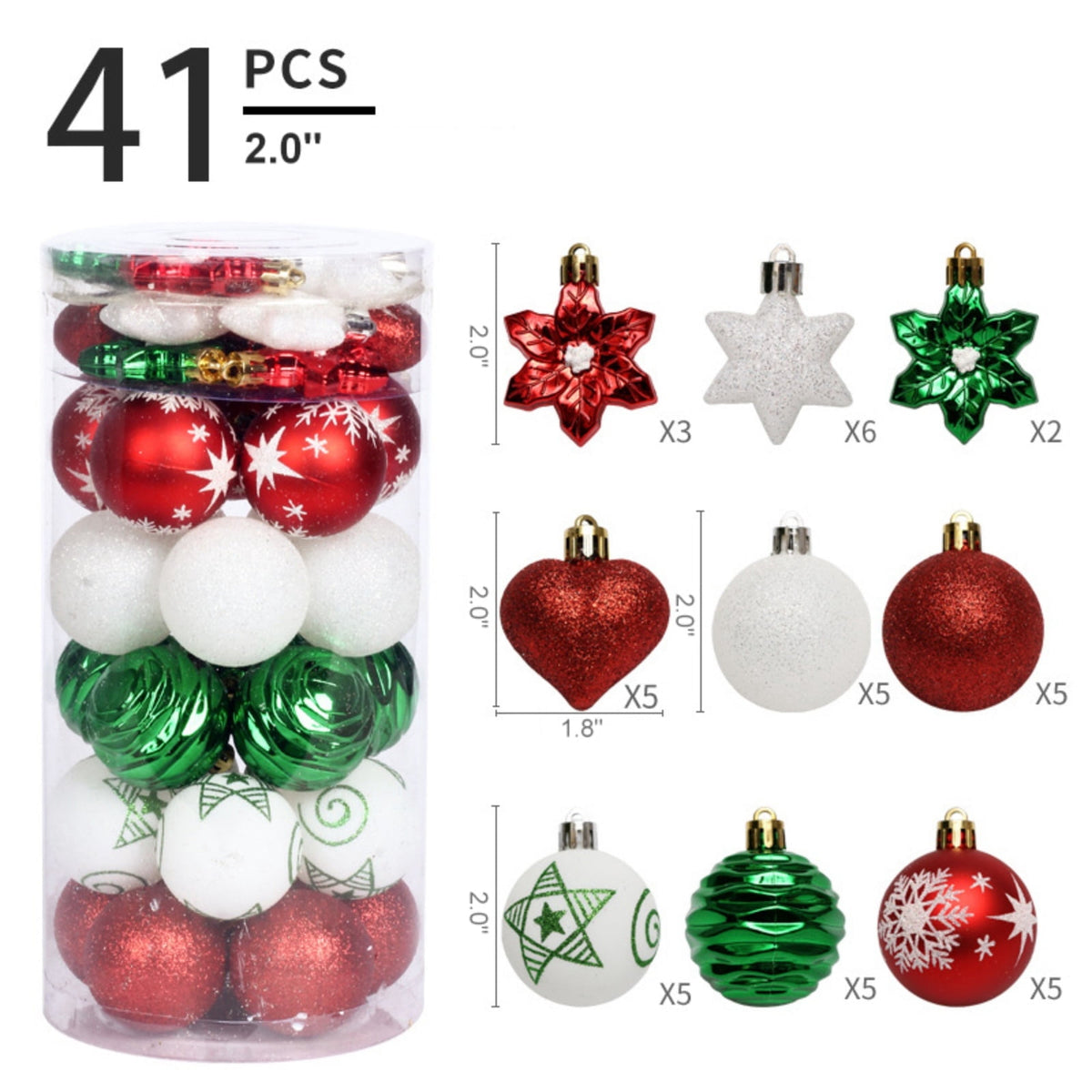Haunt & Co Christmas Balls - Christmas Tree Decoration Ornaments Shatterproof Hanging Balls for Birthday Halloween Holiday Wedding Decorations Set of 41 pcs