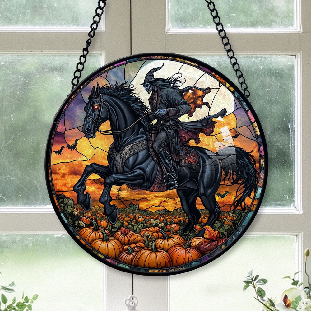 Haunt & Co Christmas Gift Box - Knight Halloween Stained Glass Hanging Ornament - Reindeer & Bells Christmas Tree Decor, Holiday Gift for Mom, Dad, Friends, Family