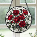 Haunt & Co Christmas Gift Box - Valentine Rose Halloween Christmas Stained Glass Hanging Ornament - Holly & Pine Holiday Tree Decoration, Gift for Friends, Family, Mom & Dad