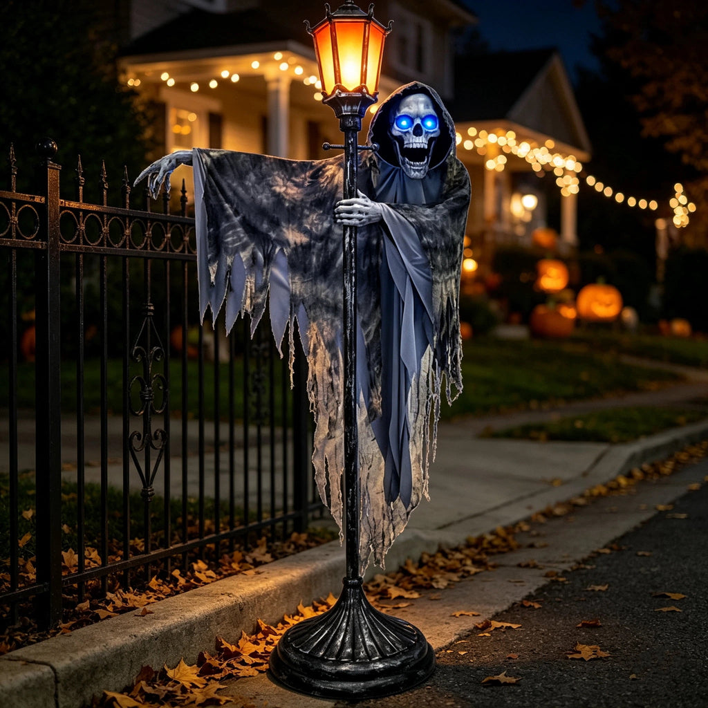 Haunt & Co Clearance Halloween Decorations Skeletons, Giant Ground Breaking Skeleton with LCD Eyes, Spooky Haunted Home Halloween Decorations Outdoor for Yard, Patio & Front Porch