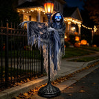 Haunt & Co Clearance Halloween Decorations Skeletons, Giant Ground Breaking Skeleton with LCD Eyes, Spooky Haunted Home Halloween Decorations Outdoor for Yard, Patio & Front Porch
