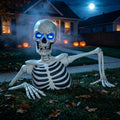 Haunt & Co Clearance Halloween Decorations Skeletons, Giant Ground Breaking Skeleton with LCD Eyes, Spooky Haunted Home Halloween Decorations Outdoor for Yard, Patio & Front Porch