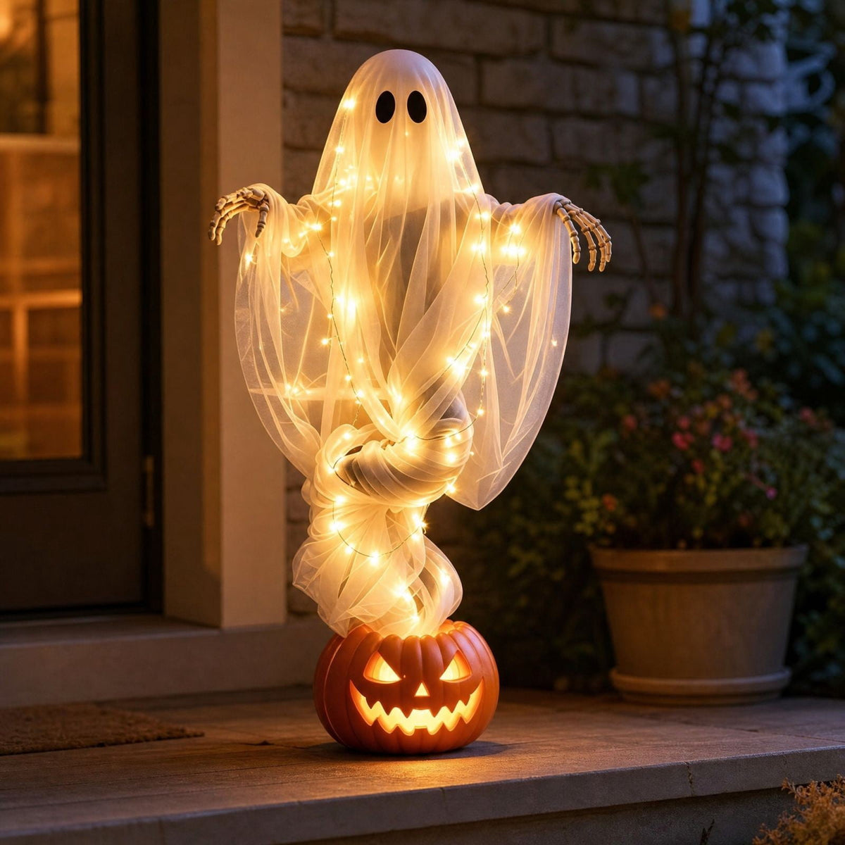 Haunt & Co Clearance Halloween Decorations Skeletons, Giant Ground Breaking Skeleton with LCD Eyes, Spooky Haunted Home Halloween Decorations Outdoor for Yard, Patio & Front Porch