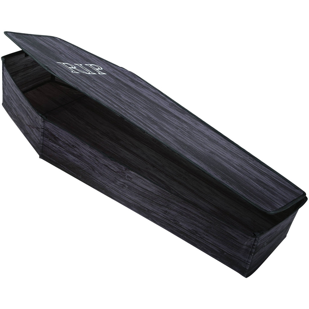 Haunt & Co Wooden-Look Coffin with Lid - 60 in x 24 in x 10 in