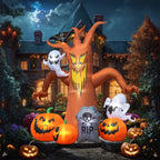 Haunt & Co Coolmade 8ft Halloween Inflatables Decorations Inflatable Dead Tree Outdoor Decorations with LED Lights Built-in Blow Up Yard Decoration Pumpkin Ghost for Halloween Outdoor