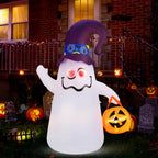 Haunt & Co Costway 6 Ft Halloween Inflatables Cute Ghost with Jack-O-Lantern & Witch Hat