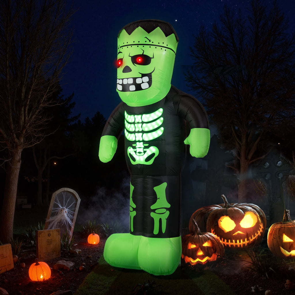 Haunt & Co Costway 8.4 Ft Tall Halloween Inflatable Decoration LED-lit Inflatable Green Zombie