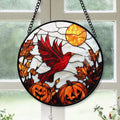 Haunt & Co Coworker Christmas Gift - Halloween Cardinal Stained Glass Hanging Ornament for Christmas - Sparkling Tree Decoration, Great Holiday Gift for Mom, Dad, Friends, Family